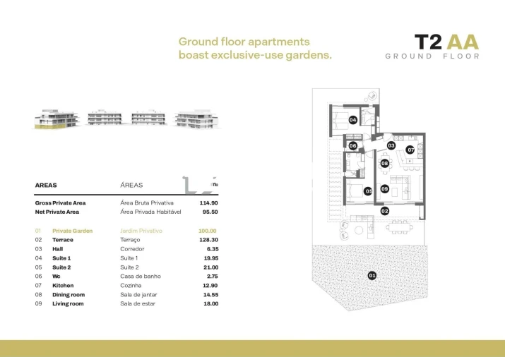 Apartamento T2 para Venda em Quarteira Planta 1