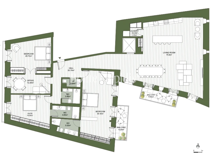 Apartamento T3 para Venda em Misericórdia Planta 1