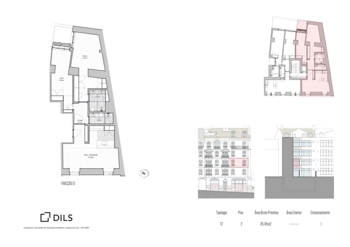 Apartamento T2 para Venda em Santo António Planta 1