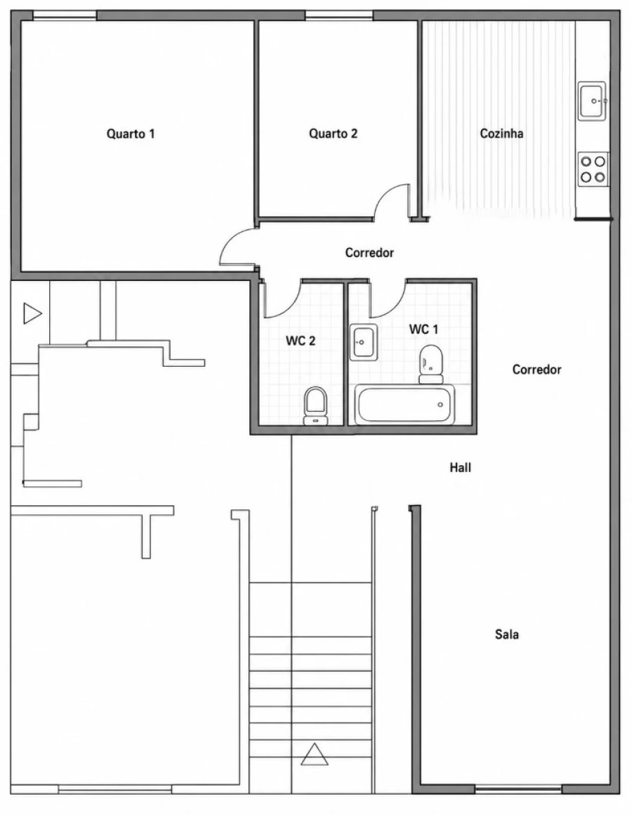 Apartamento T2 para Venda em Almada, Cova da Piedade, Pragal e Cacilhas Planta 1