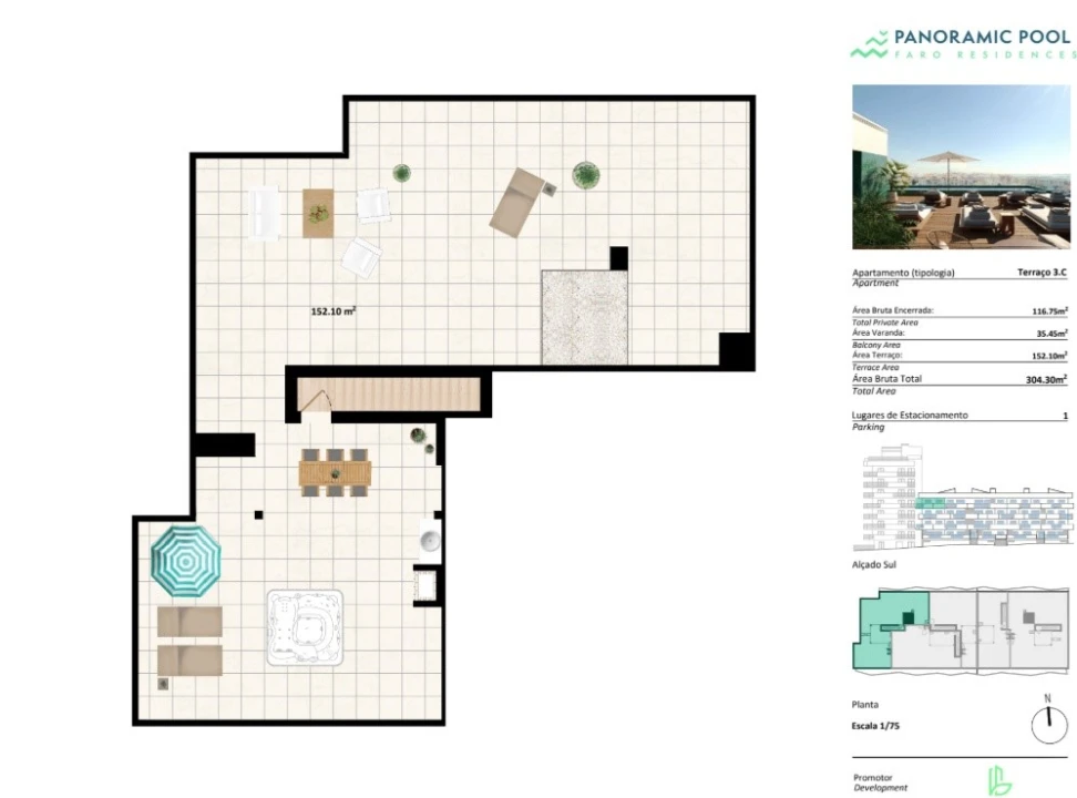 Apartamento T3 para Venda em Faro (Sé e São Pedro) Planta 2