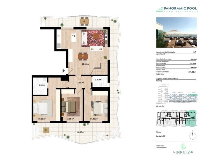 Apartamento T3 para Venda em Faro (Sé e São Pedro) Planta 1