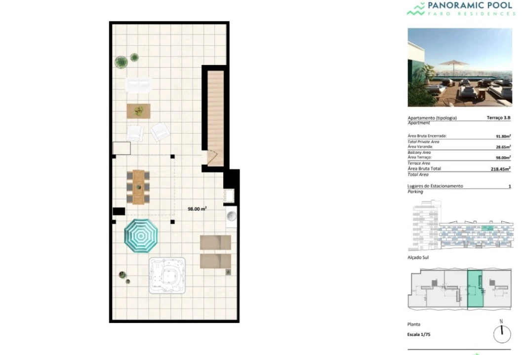 Apartamento T2 para Venda em Faro (Sé e São Pedro) Planta 2