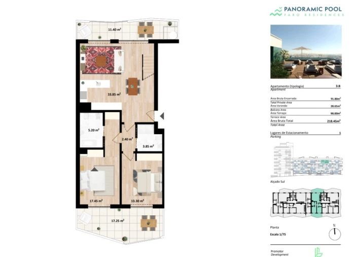 Apartamento T2 para Venda em Faro (Sé e São Pedro) Planta 1