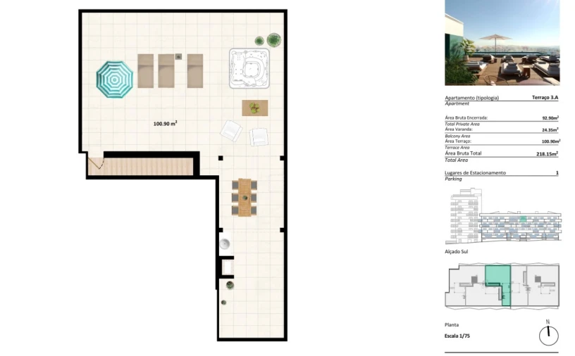 Apartamento T2 para Venda em Faro (Sé e São Pedro) Planta 2