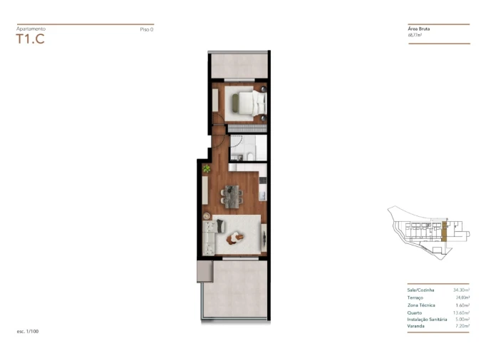 Apartamento T1 para Venda em Funchal (Santa Luzia) Planta 1