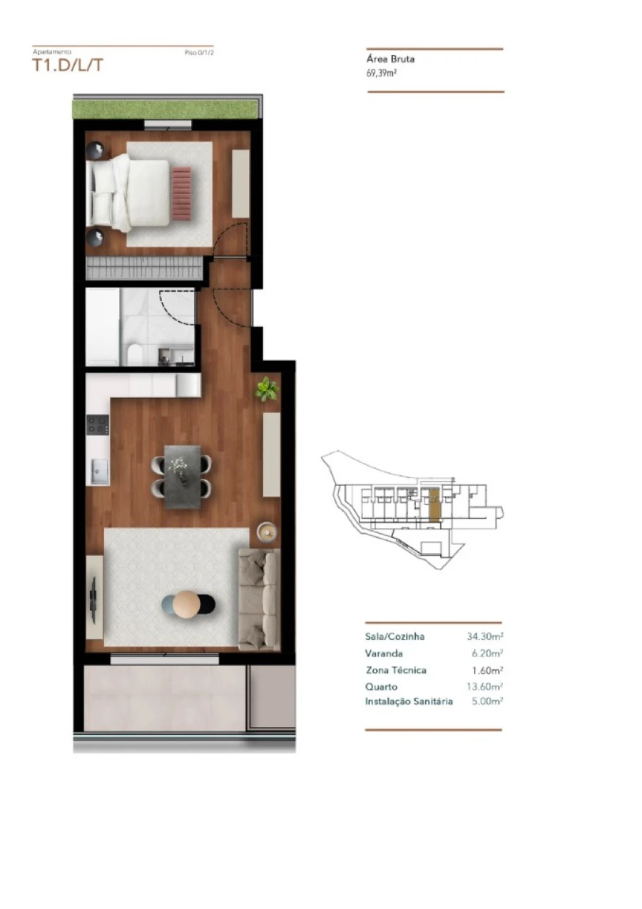 Apartamento T1 para Venda em Funchal (Santa Luzia) Planta 1