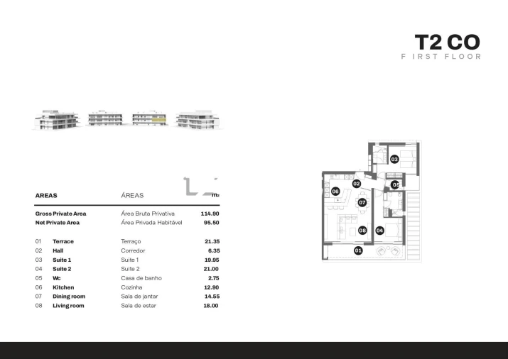 Apartamento T2 para Venda em Quarteira Planta 1