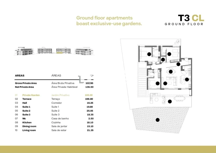 Apartamento T3 para Venda em Quarteira Planta 1