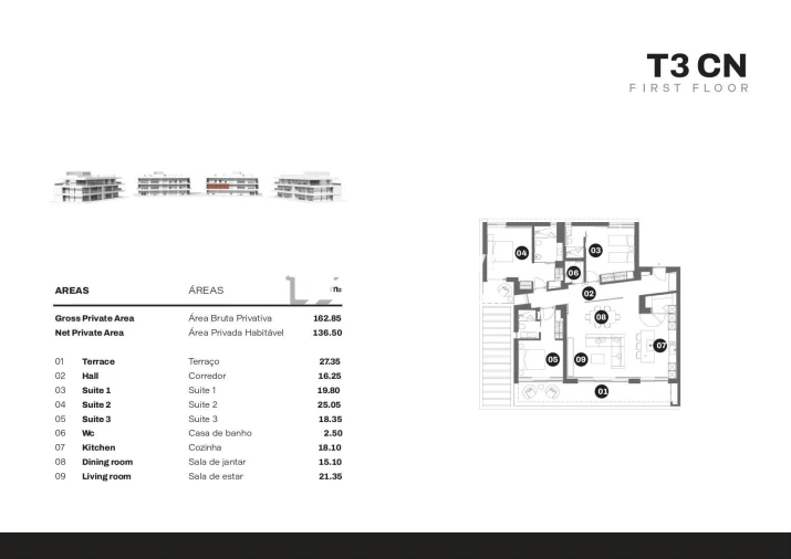 Apartamento T3 para Venda em Quarteira Planta 1