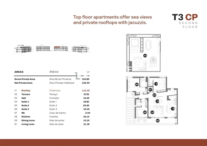 Apartamento T3 para Venda em Quarteira Planta 1