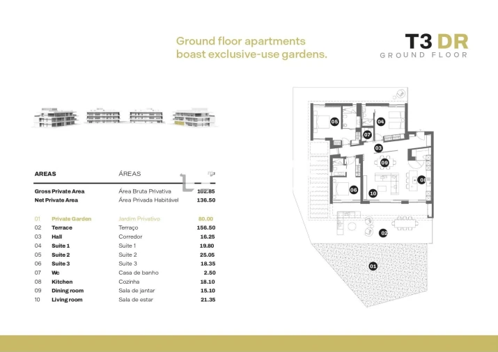 Apartamento T3 para Venda em Quarteira Planta 1