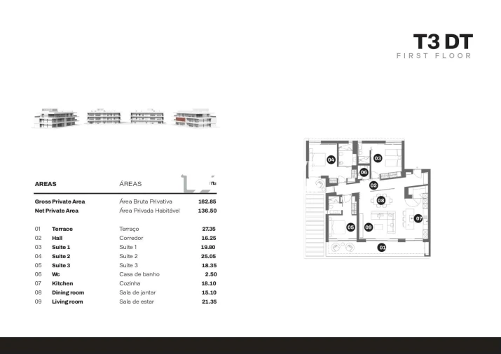 Apartamento T3 para Venda em Quarteira Planta 1