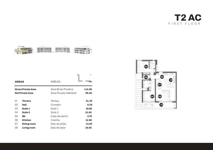 Apartamento T2 para Venda em Quarteira Planta 1