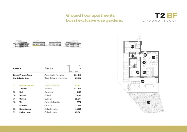 Apartamento T2 para Venda em Quarteira Planta 1