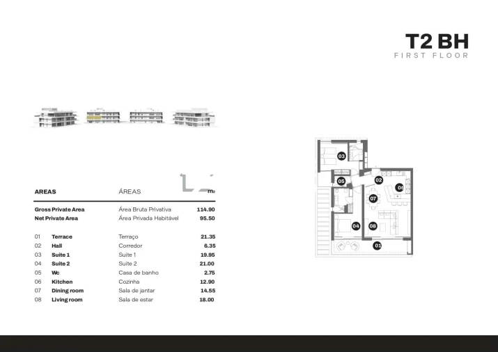 Apartamento T2 para Venda em Quarteira Planta 1
