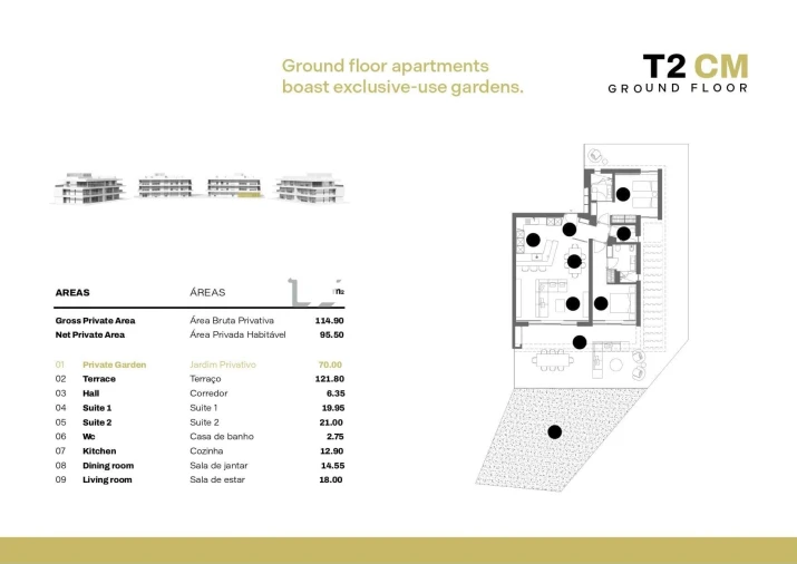 Apartamento T2 para Venda em Quarteira Planta 1