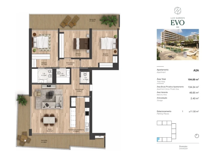Apartamento T3 para Venda em Faro (Sé e São Pedro) Planta 1
