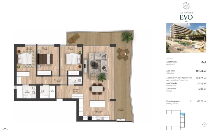Apartamento T3 para Venda em Faro (Sé e São Pedro) Planta 1
