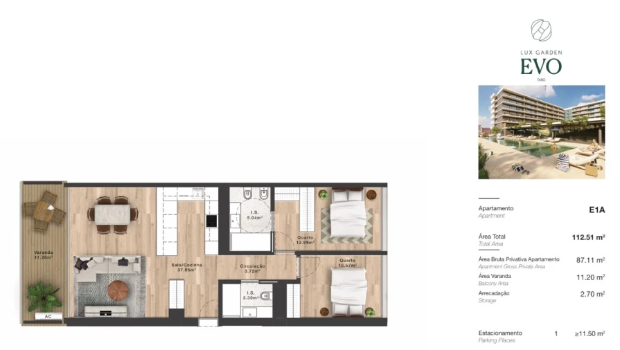 Apartamento T3 para Venda em Faro (Sé e São Pedro) Planta 1
