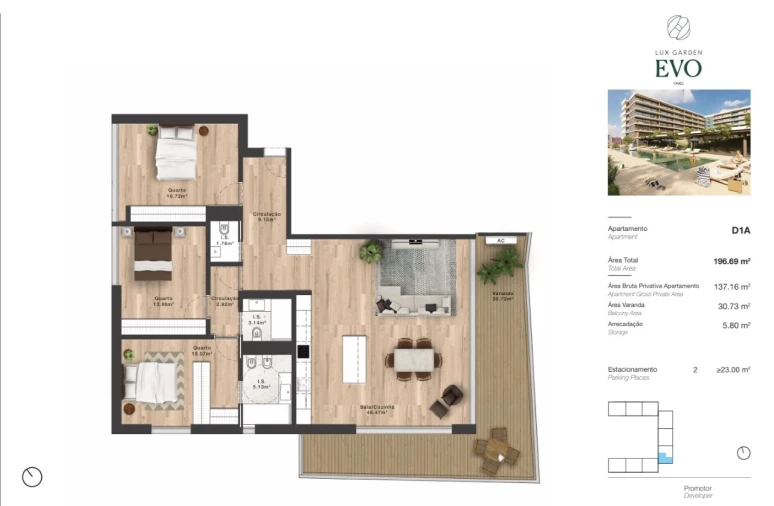 Apartamento T1 para Venda em Faro (Sé e São Pedro) Planta 1