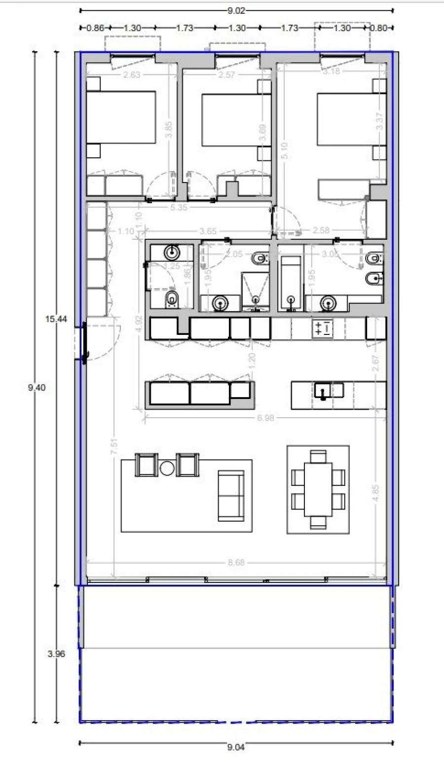 Apartamento T3 para Venda em Matosinhos e Leça da Palmeira Planta 1