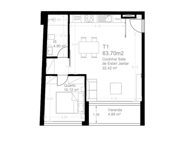 Apartamento T1 para Venda em Custóias, Leça do Balio e Guifões Planta 1