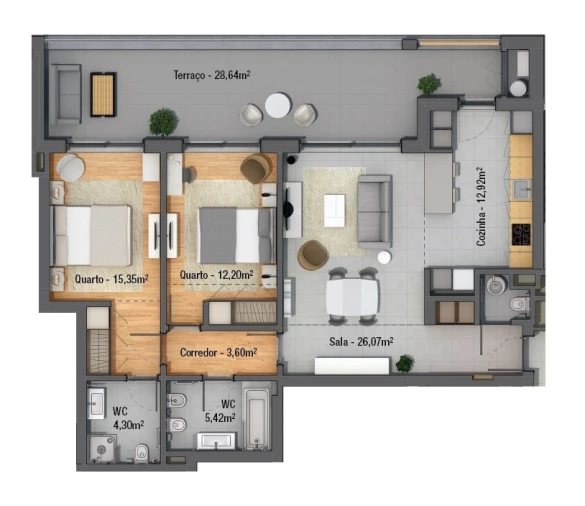 Apartamento T2 para Venda em Faro (Sé e São Pedro) Planta 1