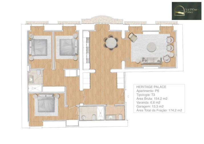Apartamento T3 para Venda em Cedofeita, Santo Ildefonso, Sé, Miragaia, São Nicolau e Vitória Planta 1