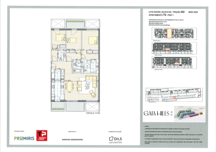 Apartamento T3 para Venda em Santa Marinha e São Pedro da Afurada Planta 1