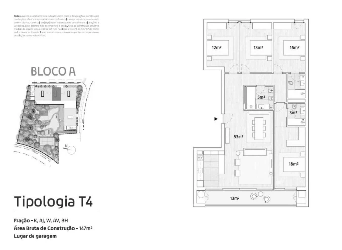 Apartamento T4 para Venda em Canidelo Planta 1