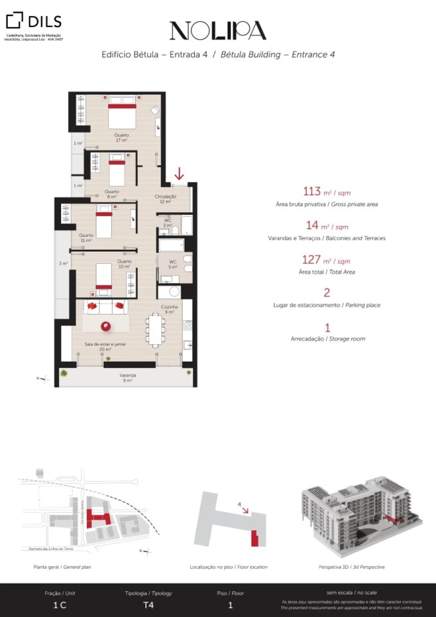 Apartamento T4 para Venda em Lumiar Planta 1