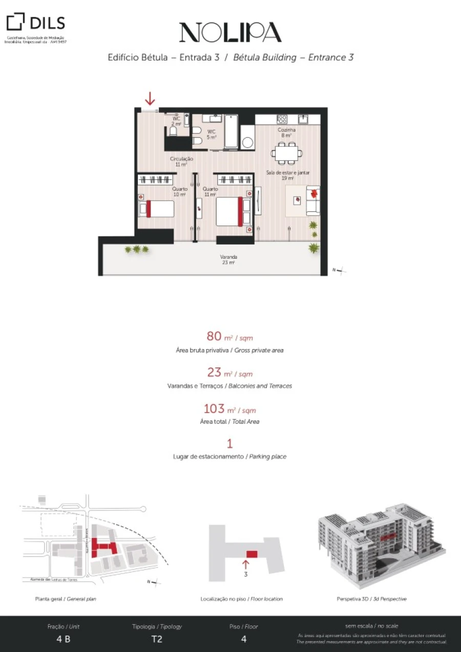 Apartamento T2 para Venda em Lumiar Planta 1