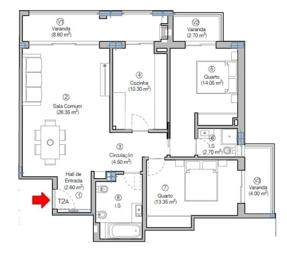 Apartamento T2 para Venda em Tavarede Foto 1