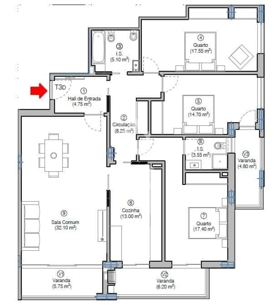 Apartamento T3 para Venda em Tavarede Foto 1