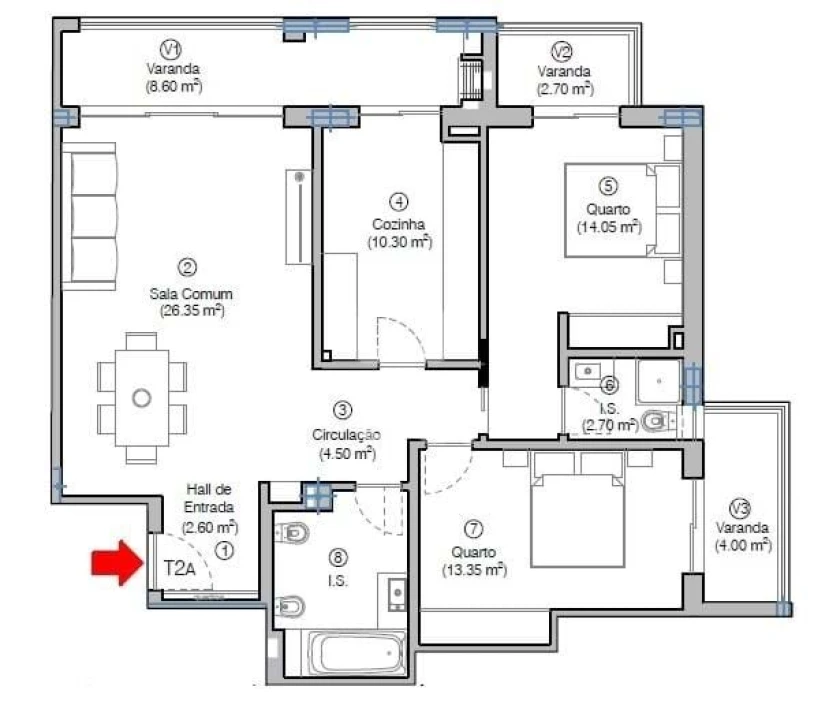 Apartamento T2 para Venda em Tavarede Foto 1