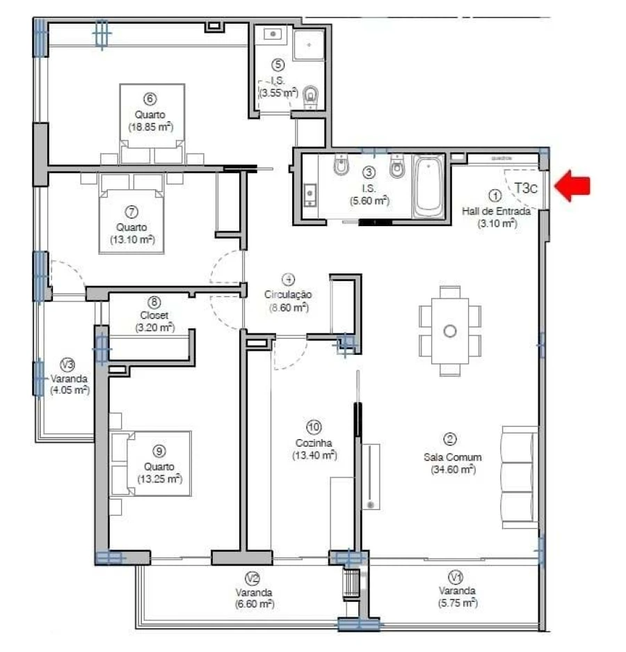 Apartamento T3 para Venda em Tavarede Foto 1
