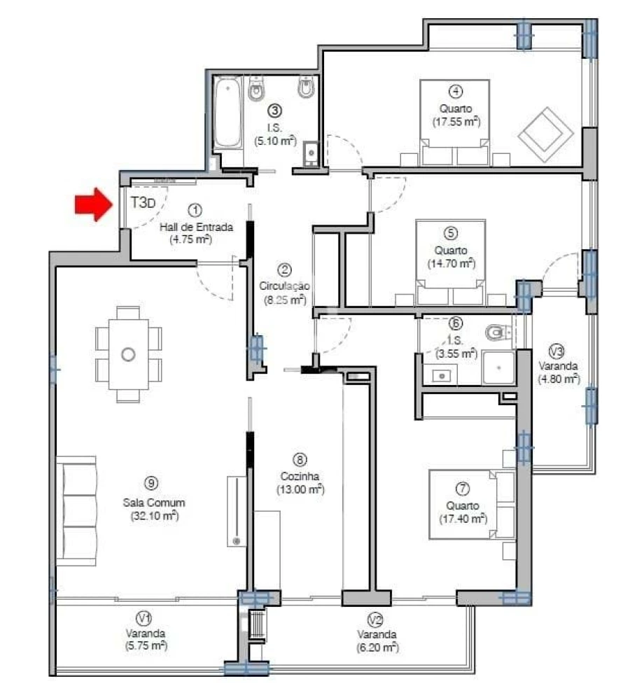 Apartamento T3 para Venda em Tavarede