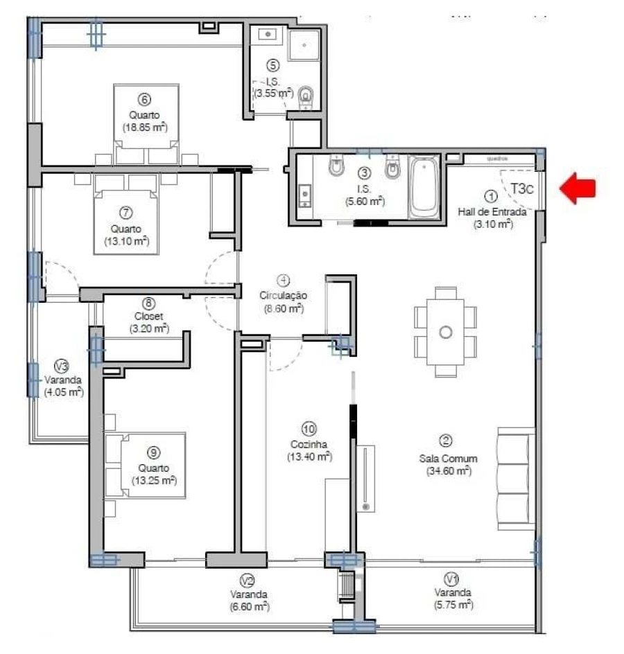 Apartamento T3 para Venda em Tavarede
