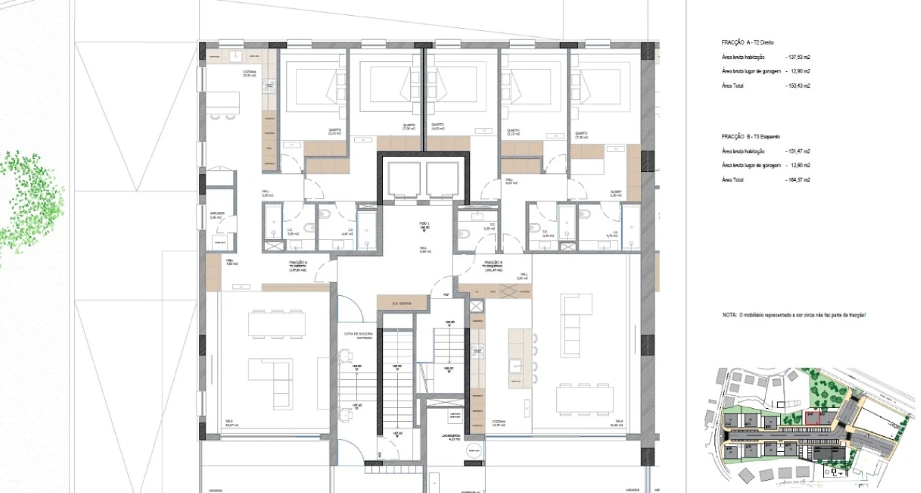 Apartamento T3 para Venda em Nogueira, Fraião e Lamaçães Planta 2