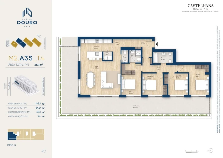 Apartamento T4 para Venda em Canidelo Planta 1