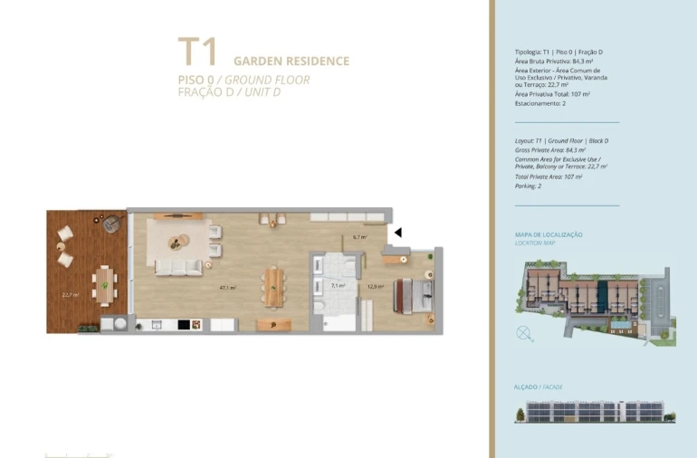 Apartamento T1 para Venda em Santa Luzia Planta 1
