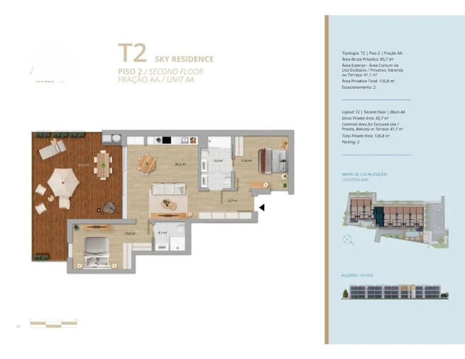 Apartamento T2 para Venda em Santa Luzia Planta 1