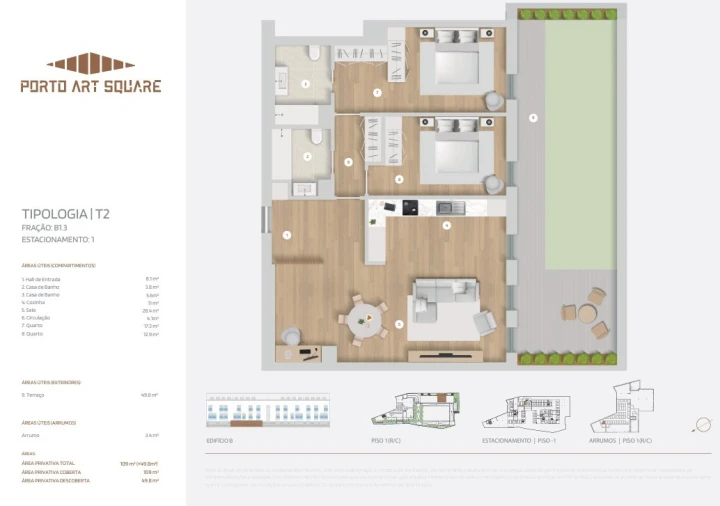 Apartamento T2 para Venda em Cedofeita, Santo Ildefonso, Sé, Miragaia, São Nicolau e Vitória Planta 1