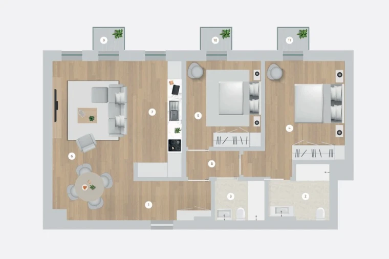 Apartamento T2 para Venda em Cedofeita, Santo Ildefonso, Sé, Miragaia, São Nicolau e Vitória Planta 1