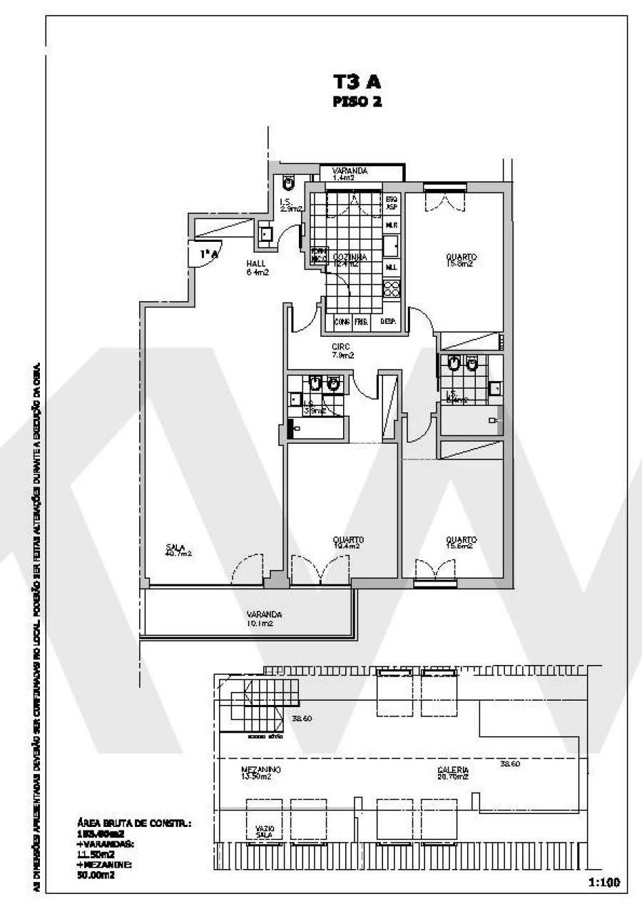 Apartamento T3 para Venda em Carcavelos e Parede Planta 1