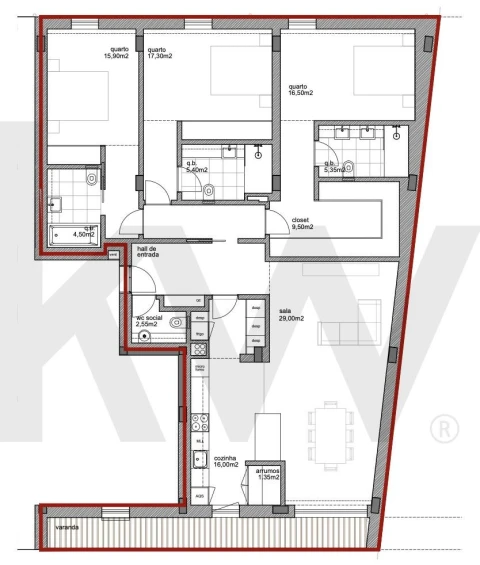 Apartamento T3 para Venda em Aguas Santas