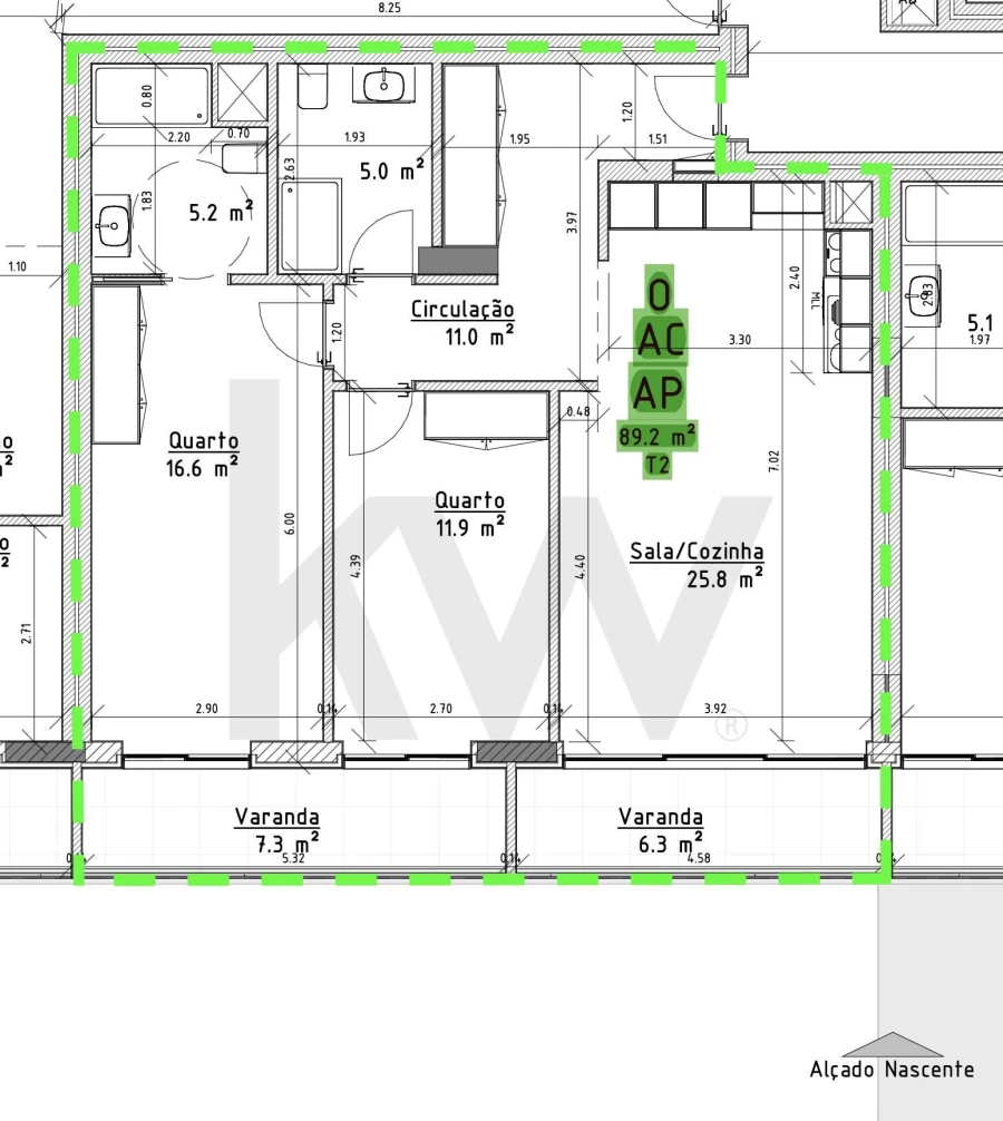Apartamento T2 para Venda em Mafamude e Vilar do Paraíso Planta 1
