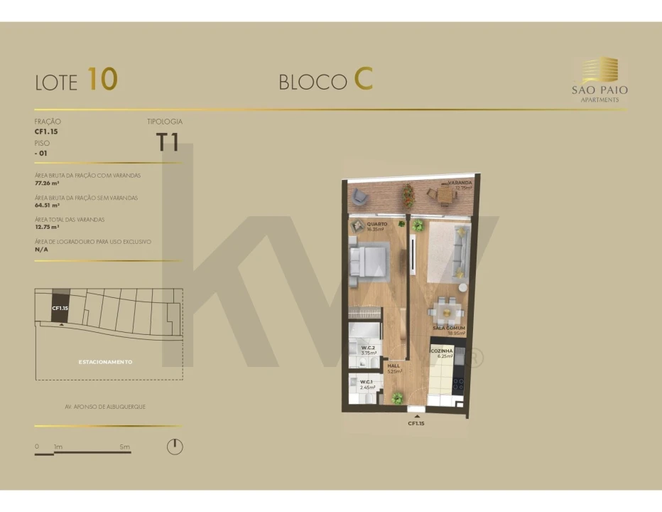 Apartamento T1 para Arrendamento em Canidelo Foto 19