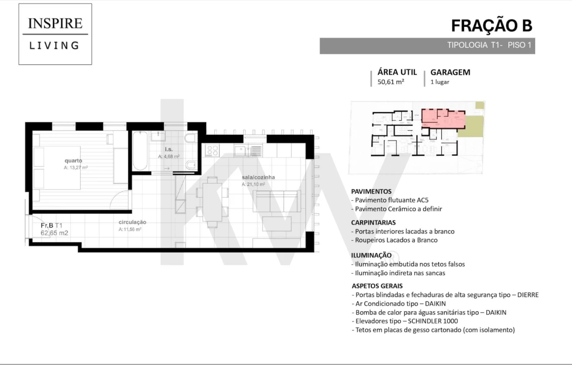 Apartamento T1 para Venda em Viseu Foto 8